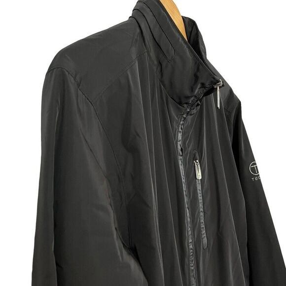 T Tech by Tumi Mens Black Full Zip Hooded Packable Jacket Windbreaker sz L - Picture 4 of 16